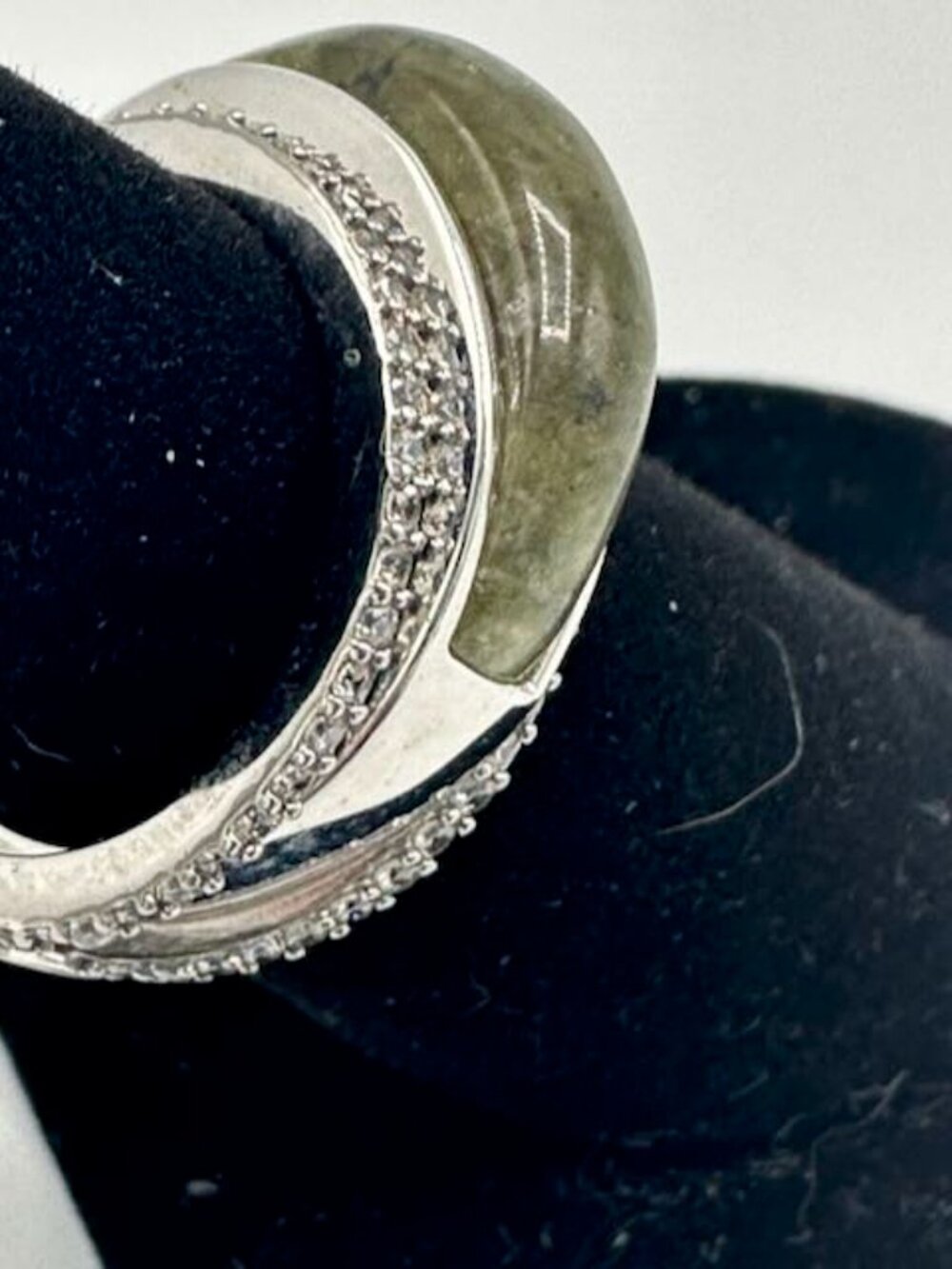 Henri Bendel Jade and Pave Ring Sz 7 - Picture 2 of 6